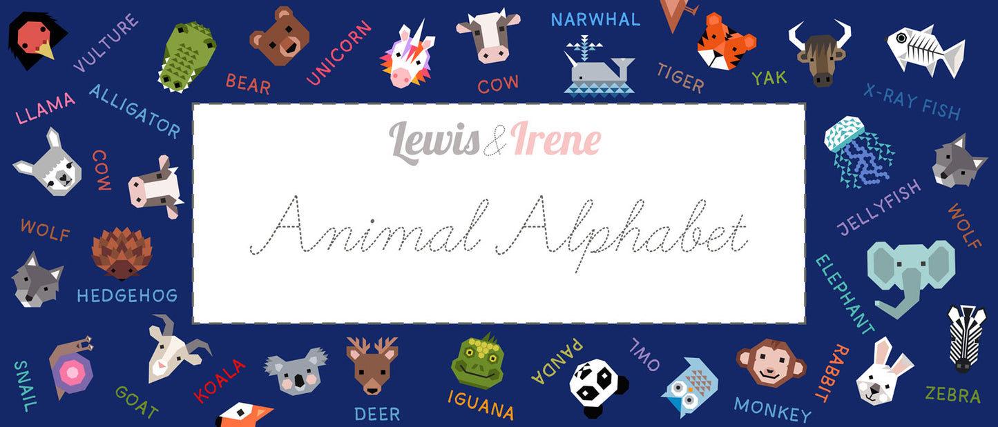 Lewis & Irene Cotton Fabric -Animal Alphabet 5 Inch Squares Panel