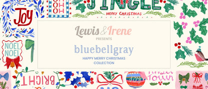 Lewis & Irene Jolly Santa on Festive Red Cotton Fabric – Merry Happy Christmas by Bluebellgray | 100% Premium Quilting Cotton
