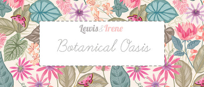 Lewis & Irene Cotton Fabric - Botanical flora on soft sage