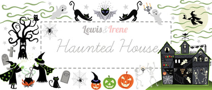 Lewis & Irene Haunted House – Glow in the Dark Treat Bags & Cut-Outs on Black Fabric Panel