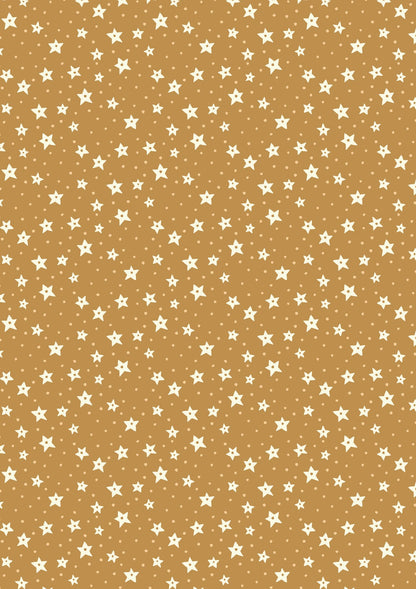 Lewis & Irene All Is Bright Stars on Gold Christmas Cotton Fabric by Stuart Hillard | 100% Premium Quilting Fabric