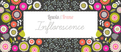 Lewis & Irene Inflorescence – Dark Sketchbook Flowers with Pink Neon Cotton Fabric | 100% Premium Quilting Cotton