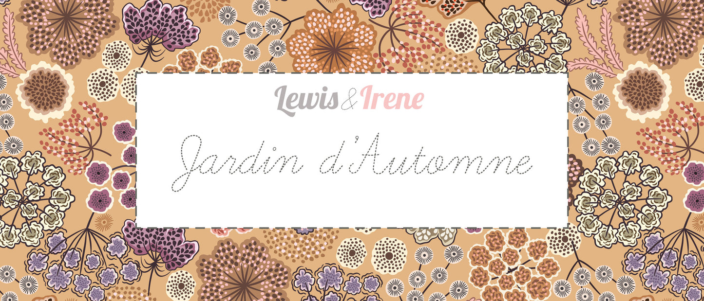 Lewis & Irene Jardin d'Automne Floral Butterfly on Dark Purple Cotton Fabric | 100% Premium Quilting Fabric
