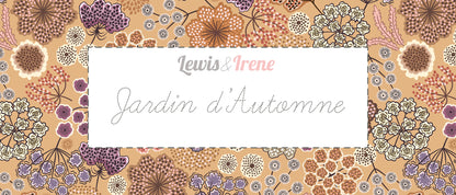 Lewis & Irene Jardin d'Automne Floral Butterfly on Dark Purple Cotton Fabric | 100% Premium Quilting Fabric
