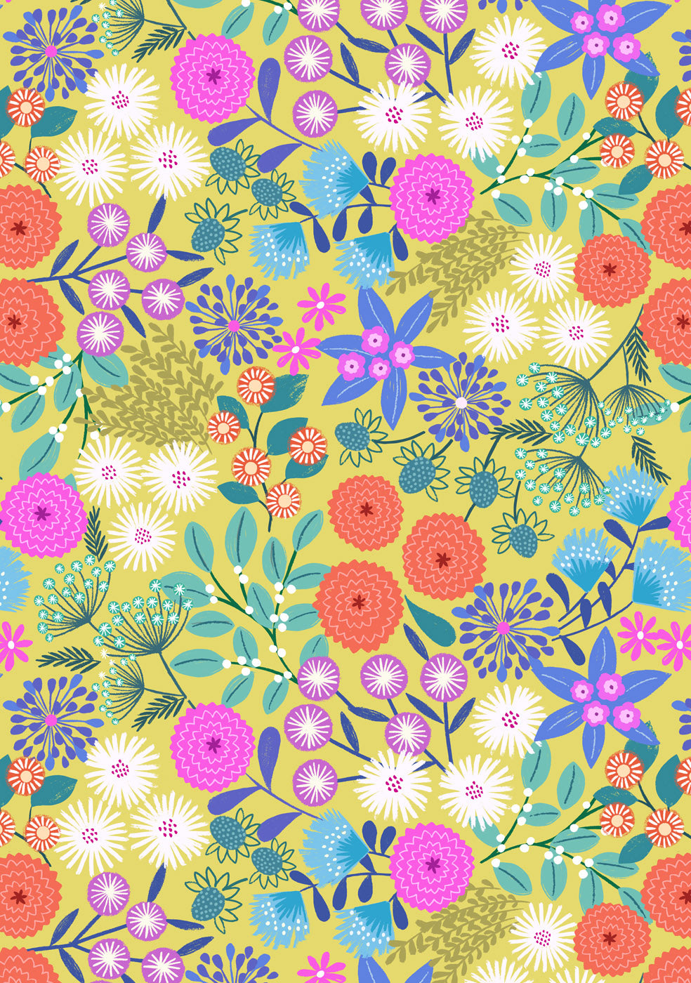 Lewis & Irene Creative Landscapes Landscape Floral on Sunny Day Yellow cotton fabric