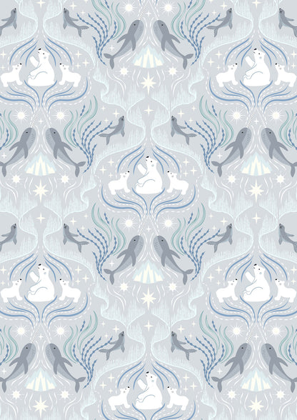 Lewis & Irene Where the Sky Dances on Silver Ice (Pearl) Cotton Fabric | 100% Premium Quilting Cotton