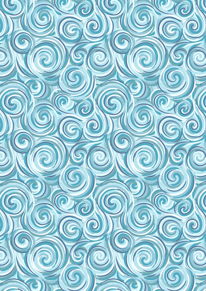 Lewis & Irene Where the Sky Dances – Northern Lights Swirl Blue with Pearl Cotton Fabric | 100% Premium Quilting Cotton