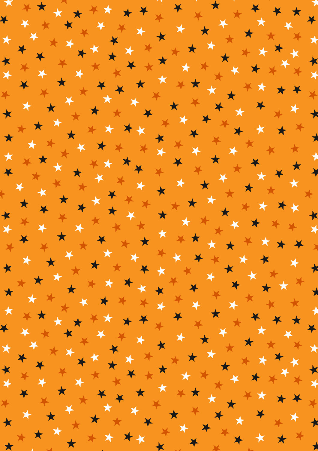 Lewis & Irene Transylvania Glow Stars Cotton Fabric – Orange Glow in the Dark Halloween Quilting Fabric