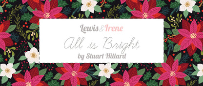 Lewis & Irene All Is Bright Poinsettia on Cream Christmas Cotton Fabric | 100% Premium Quilting Fabric