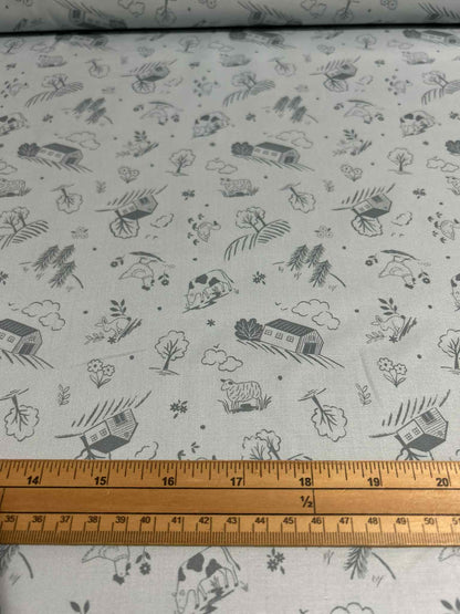 Lewis & Irene Cotton Fabric - Duck Egg Croft Fabric