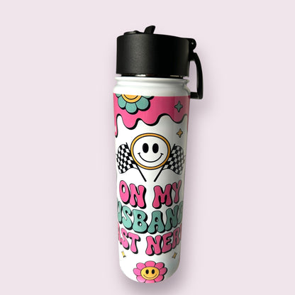 “On my husbands last nerve” 22oz Tumbler