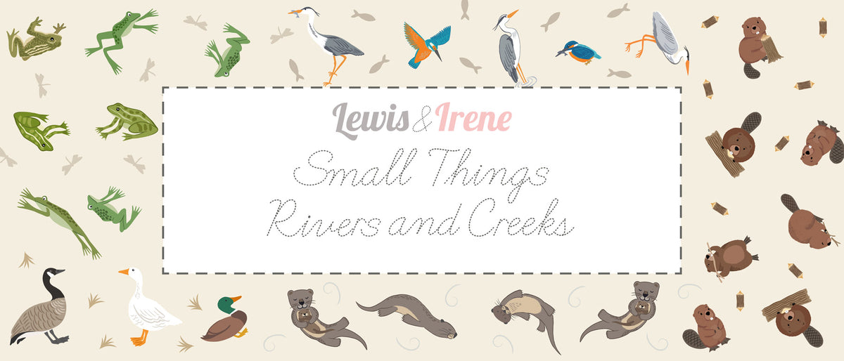 Lewis & Irene Small Things… Rivers & Creeks – Ducks & Geese on Green Cotton Fabric | 100% Premium Quilting Cotton