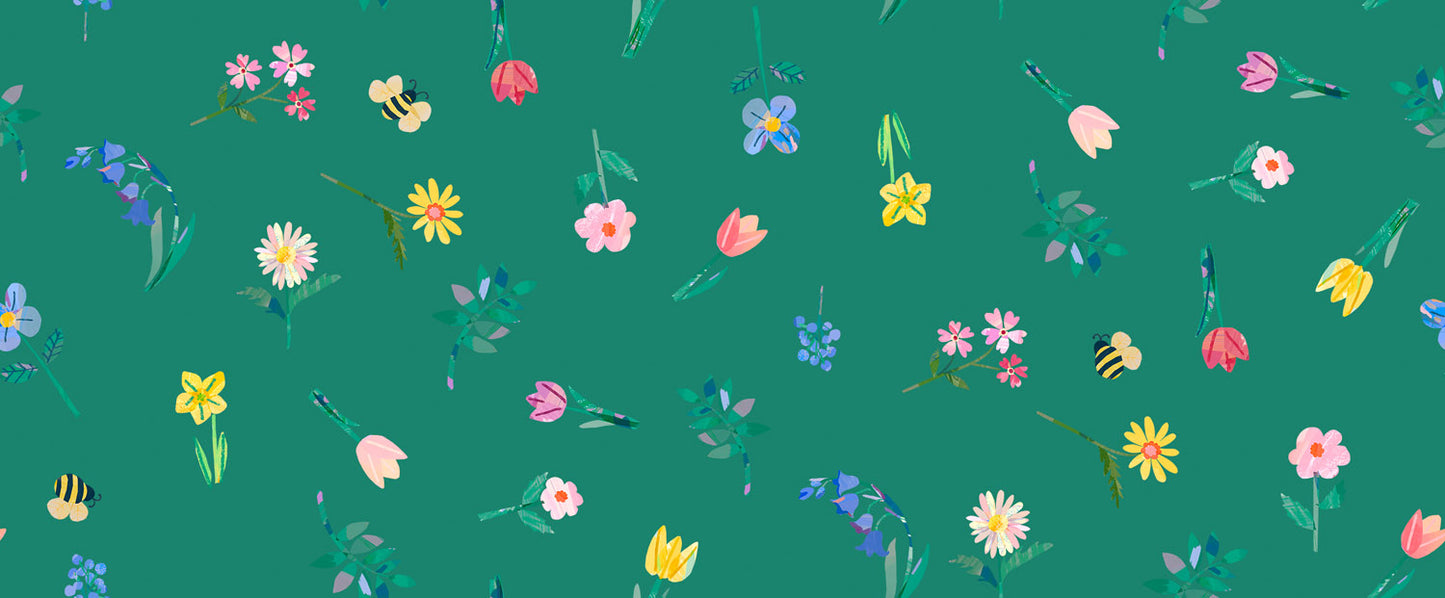 Lewis & Irene Cotton Fabric -Flower Market Collection – Posy Leaf