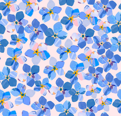 Lewis & Irene Cotton Fabric - Flower Market Collection - Hydrangea Blue Floral