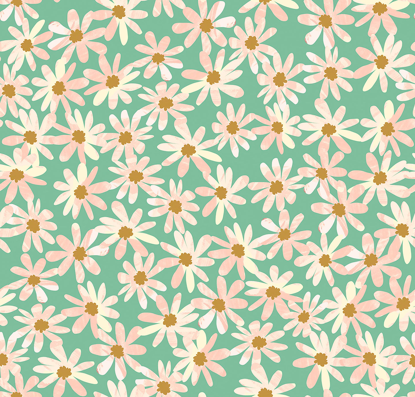 Lewis & Irene Cotton Fabric - Flower Market Collection - Daisy Chain Mint