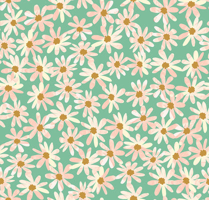 Lewis & Irene Cotton Fabric - Flower Market Collection - Daisy Chain Mint