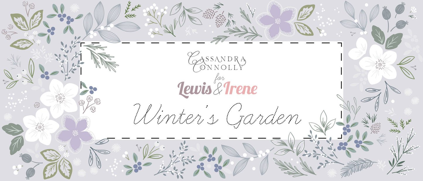 Lewis & Irene Winter's Garden – Mistletoe Charms Light Green (Pearlescent) Cotton Fabric | 100% Premium Quilting Cotton
