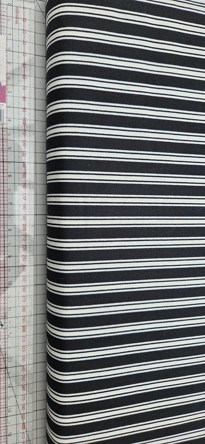 Lewis & Irene Transylvania Glow Terrifying Ticking Stripe Black Glow in the Dark Halloween Cotton Fabric
