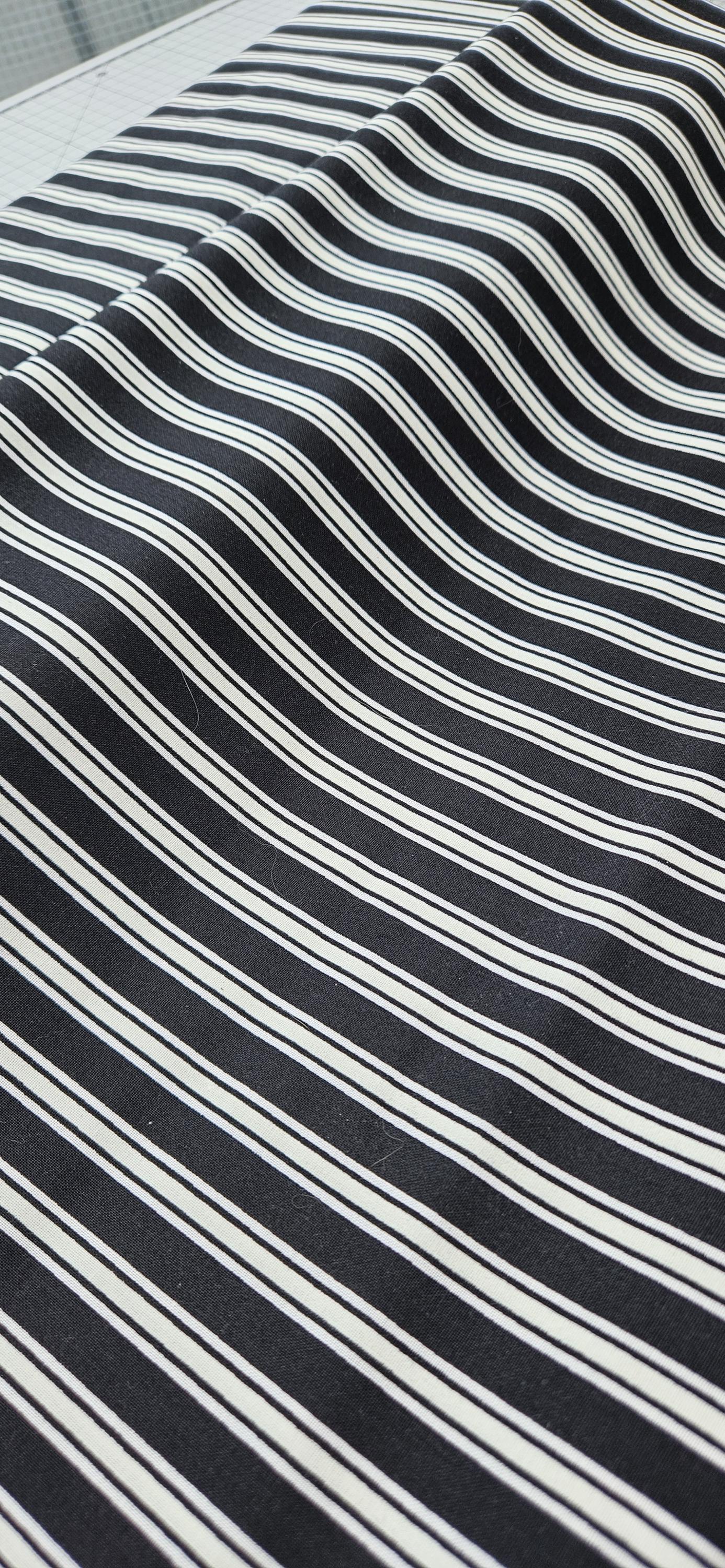 Lewis & Irene Transylvania Glow Terrifying Ticking Stripe Black Glow in the Dark Halloween Cotton Fabric