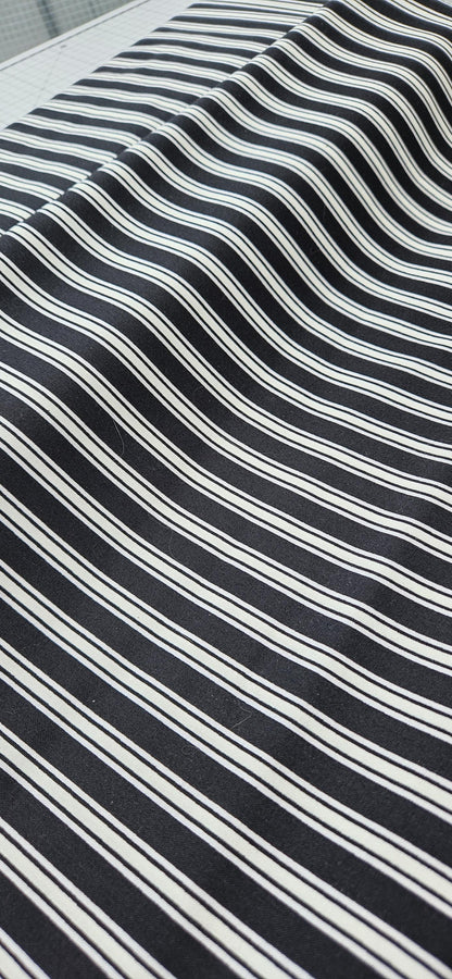 Lewis & Irene Transylvania Glow Terrifying Ticking Stripe Black Glow in the Dark Halloween Cotton Fabric