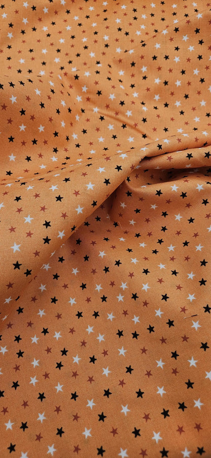 Lewis & Irene Transylvania Glow Stars Cotton Fabric – Orange Glow in the Dark Halloween Quilting Fabric