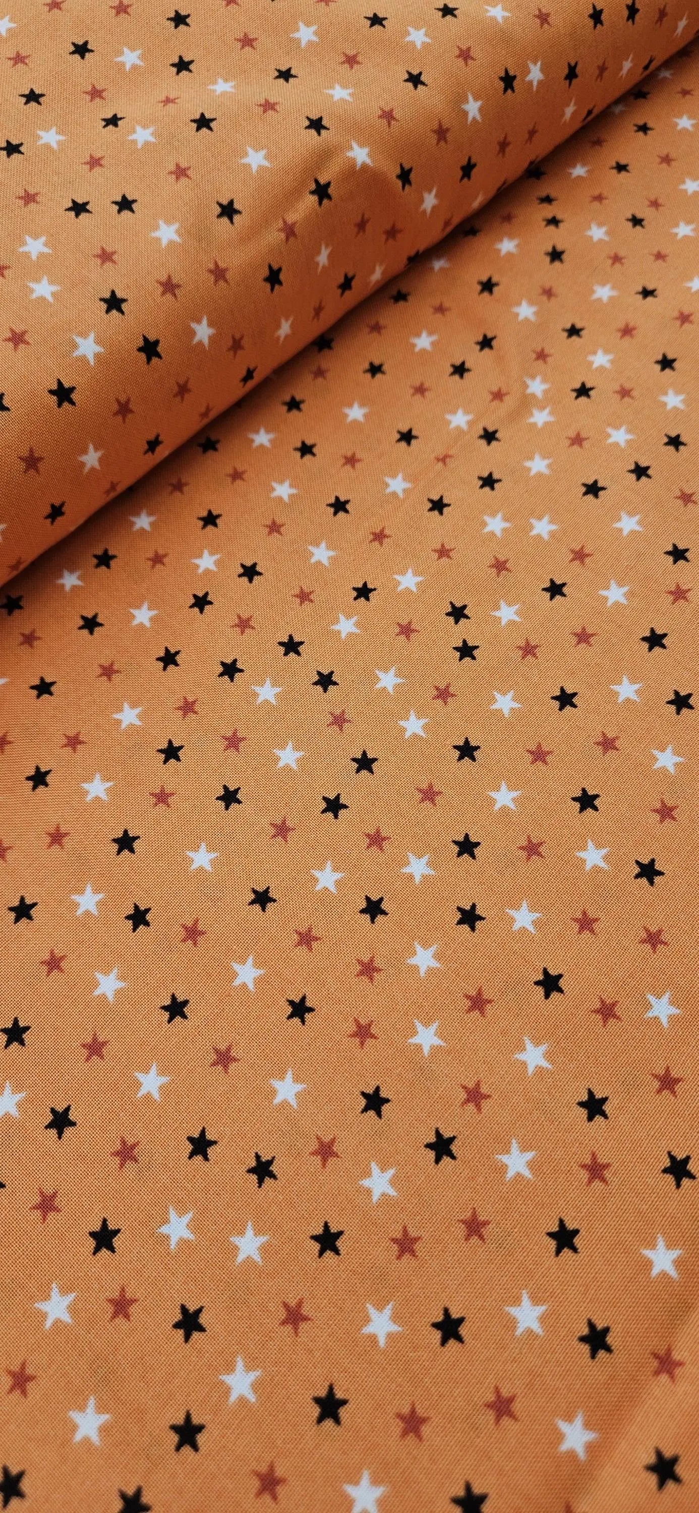 Lewis & Irene Transylvania Glow Stars Cotton Fabric – Orange Glow in the Dark Halloween Quilting Fabric