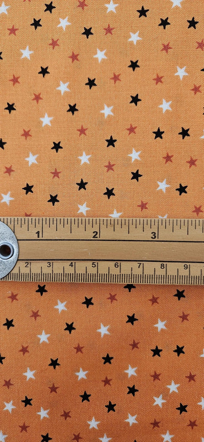 Lewis & Irene Transylvania Glow Stars Cotton Fabric – Orange Glow in the Dark Halloween Quilting Fabric