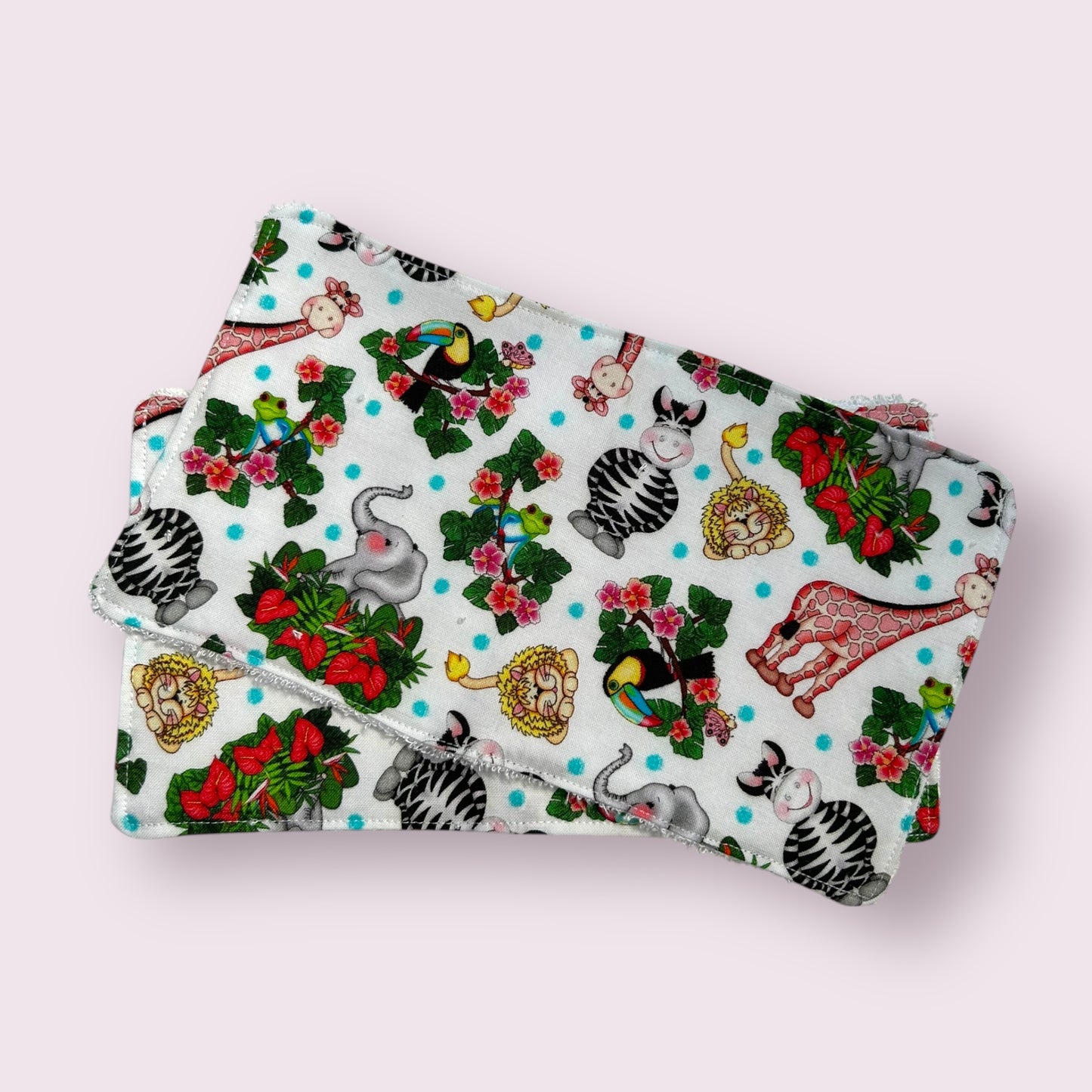 Animal Print Baby Burp Cloth and Reusable Wipe Bundle