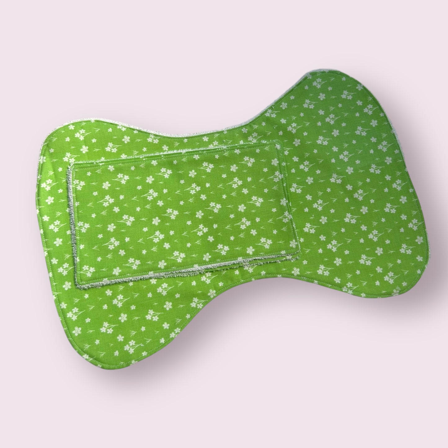 Green Floral Baby Burp Cloth and Reuseable Wipe Bundle