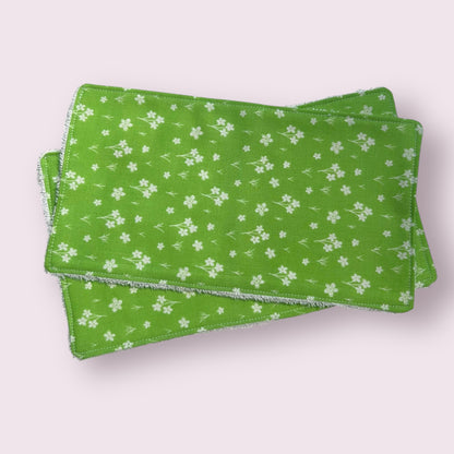 Green Floral Baby Burp Cloth and Reuseable Wipe Bundle