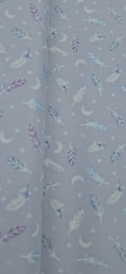 Lewis & Irene Enchanted Feathers Collection Stars Grey Cotton Fabric | 100% Premium Quilting Fabric