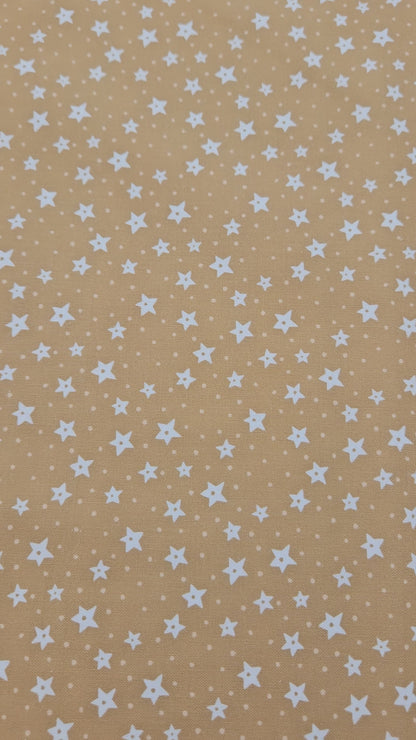 Lewis & Irene All Is Bright Stars on Gold Christmas Cotton Fabric by Stuart Hillard | 100% Premium Quilting Fabric