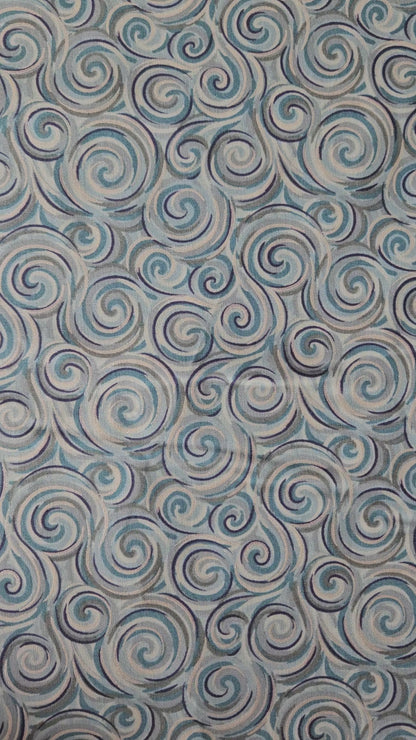 Lewis & Irene Where the Sky Dances – Northern Lights Swirl Blue with Pearl Cotton Fabric | 100% Premium Quilting Cotton