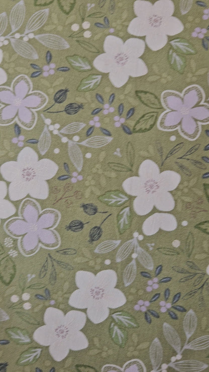 Lewis & Irene Winter's Garden – Winter's Promise Light Green (Pearlescent) Cotton Fabric | 100% Premium Quilting Cotton
