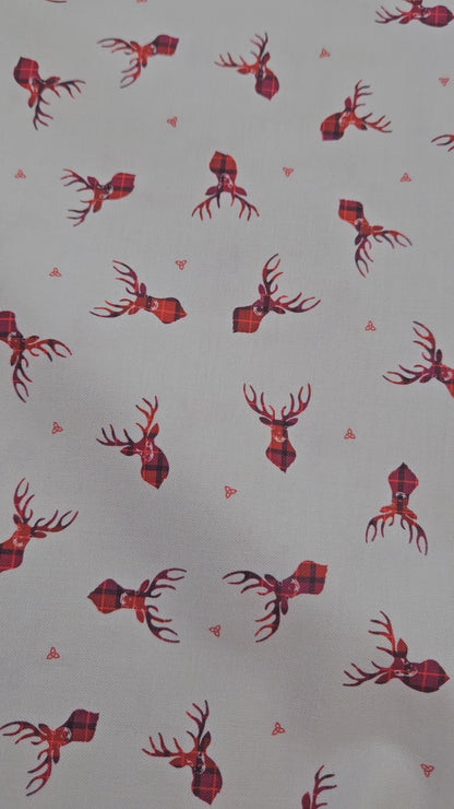 Lewis & Irene Small Things Celtic Stag on Cream Cotton Fabric | 100% Premium Quilting Fabric