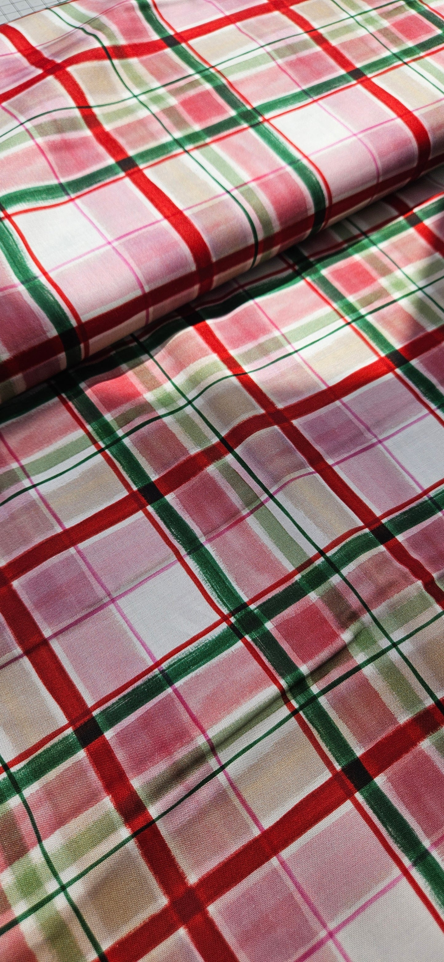 Lewis & Irene Merry Happy Christmas Christmas Tartan Red Cotton Fabric by Bluebellgray | 100% Premium Quilting Fabric