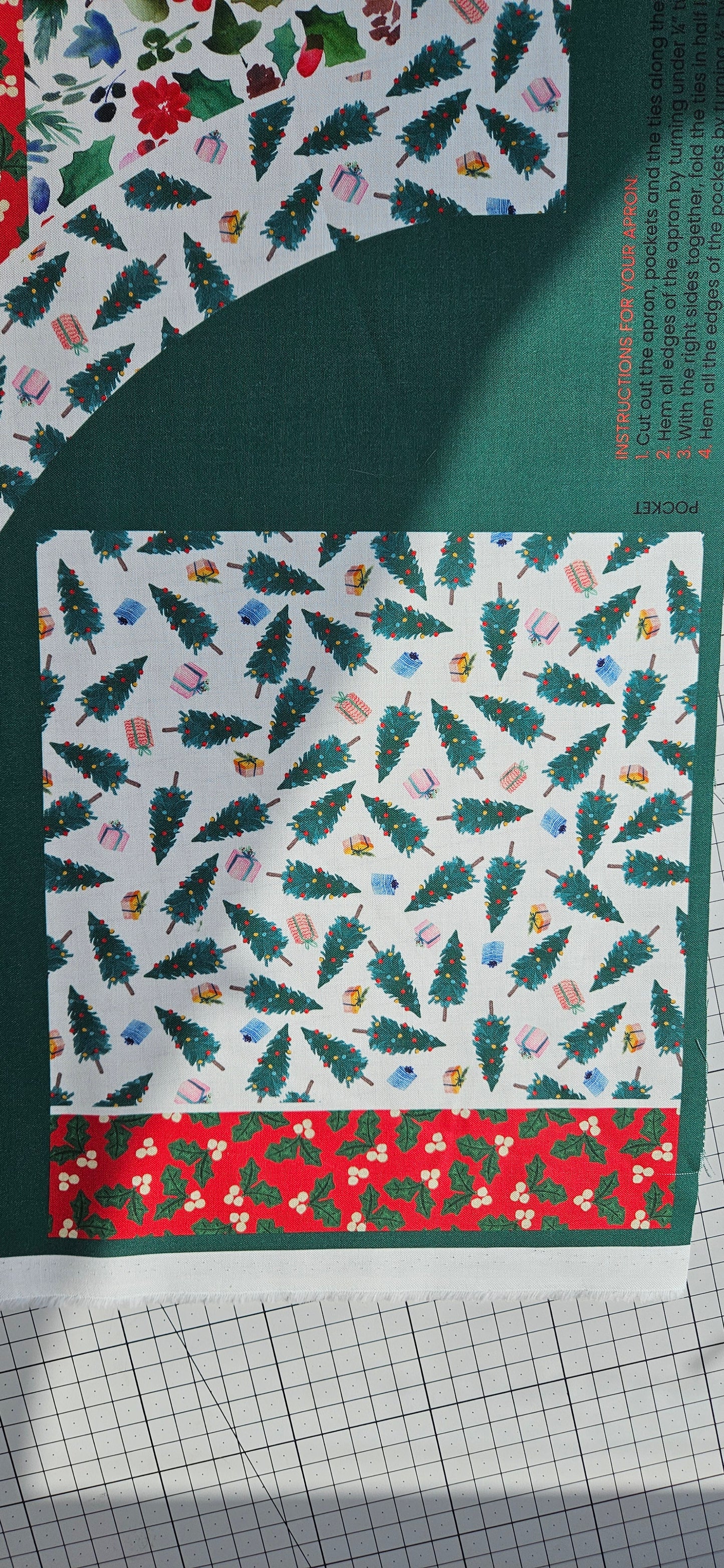 Lewis & Irene Merry Happy Christmas Apron Panel – Bluebellgray Christmas Sewing Panel | 100% Cotton Fabric
