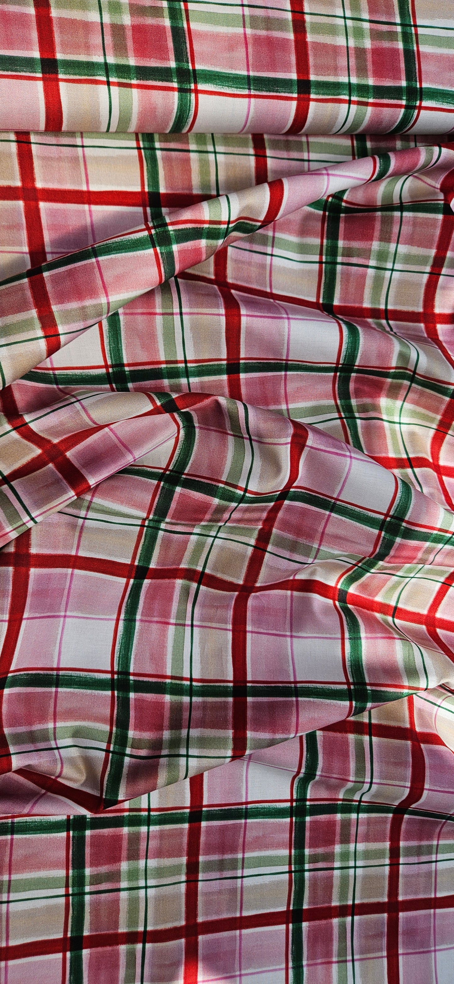 Lewis & Irene Merry Happy Christmas Christmas Tartan Red Cotton Fabric by Bluebellgray | 100% Premium Quilting Fabric