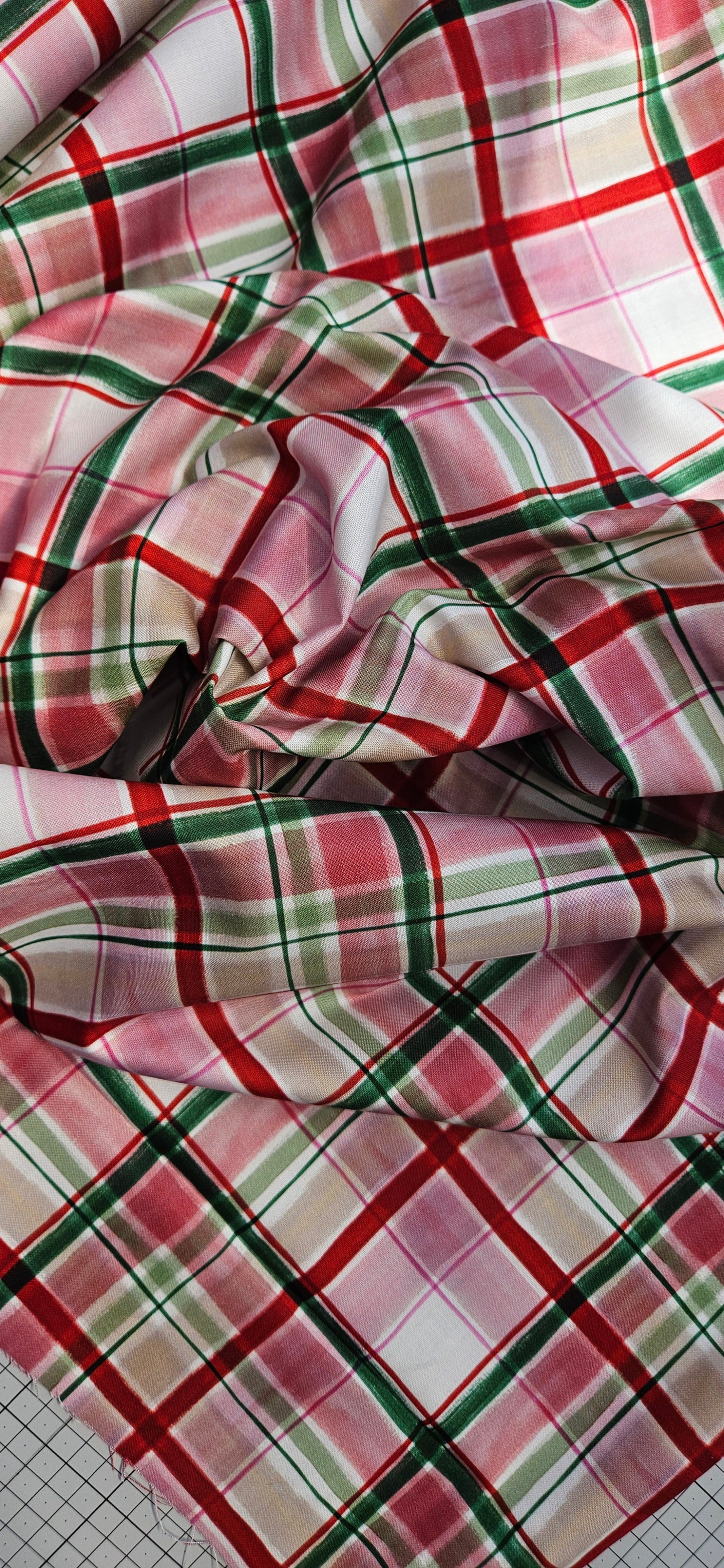 Lewis & Irene Merry Happy Christmas Christmas Tartan Red Cotton Fabric by Bluebellgray | 100% Premium Quilting Fabric