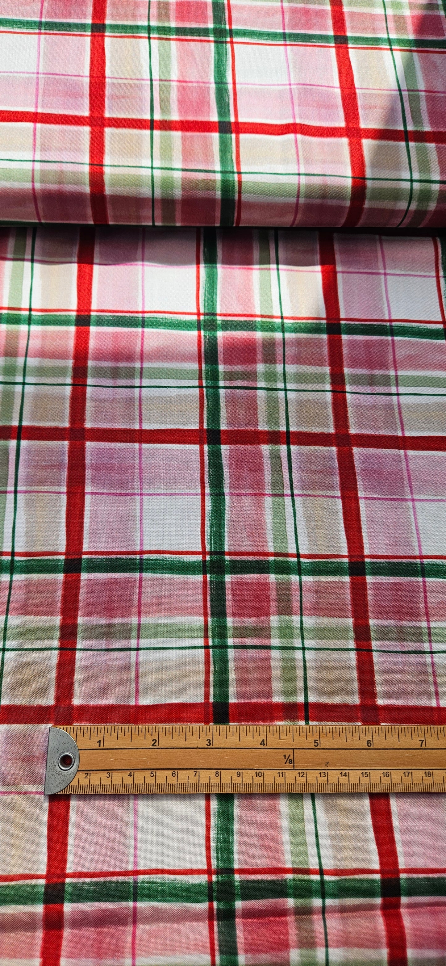 Lewis & Irene Merry Happy Christmas Christmas Tartan Red Cotton Fabric by Bluebellgray | 100% Premium Quilting Fabric