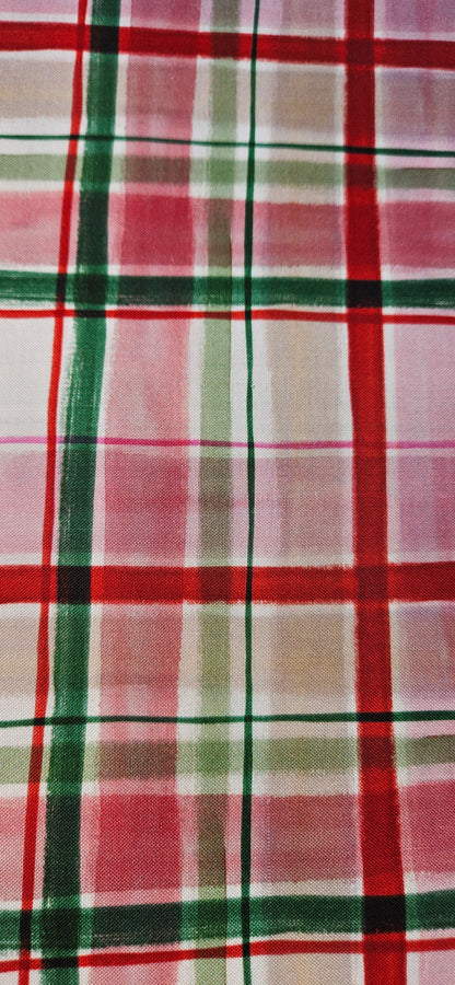 Lewis & Irene Merry Happy Christmas Christmas Tartan Red Cotton Fabric by Bluebellgray | 100% Premium Quilting Fabric