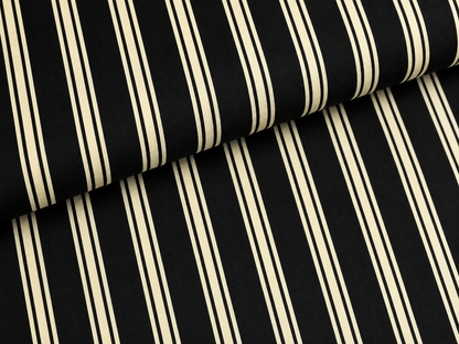 Lewis & Irene Transylvania Glow Terrifying Ticking Stripe Black Glow in the Dark Halloween Cotton Fabric